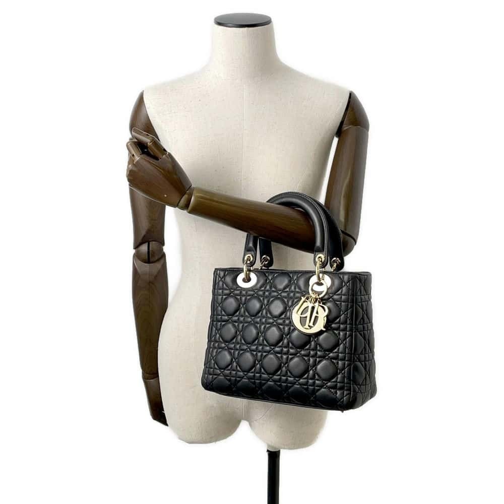 Christian Dior Lady Dior Cannage Shoulder Bag Black - Picture 5 of 11